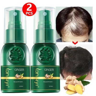 Hair 2PCS Growth Spray Serum Ginger Anti Hair Loss Fast Essence Care Treatment