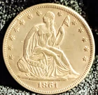 1861 Seated Liberty Half Dollar AU+++ In Grade Arrows.Beautiful Coin