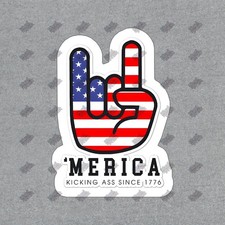USA Flag Vinyl Sticker Decal Merica Hand Gesture Patriotic Decor for 487229