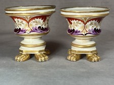 A PAIR of c1810 Derby Puce Mark Porcelain Pastille Burners (Without Covers) A/F