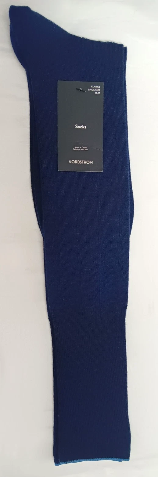 Nordstrom Men's Blue Merino Wool Long Dress Socks Size L XL NEW