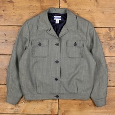 Vintage Pendleton Wool Jacket 12 Womens 00s Grey Bomber Check
