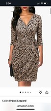 Berydress Women's Classic 3/4 Sleeve V Neck Casual Party Work  Wrap Dress size M