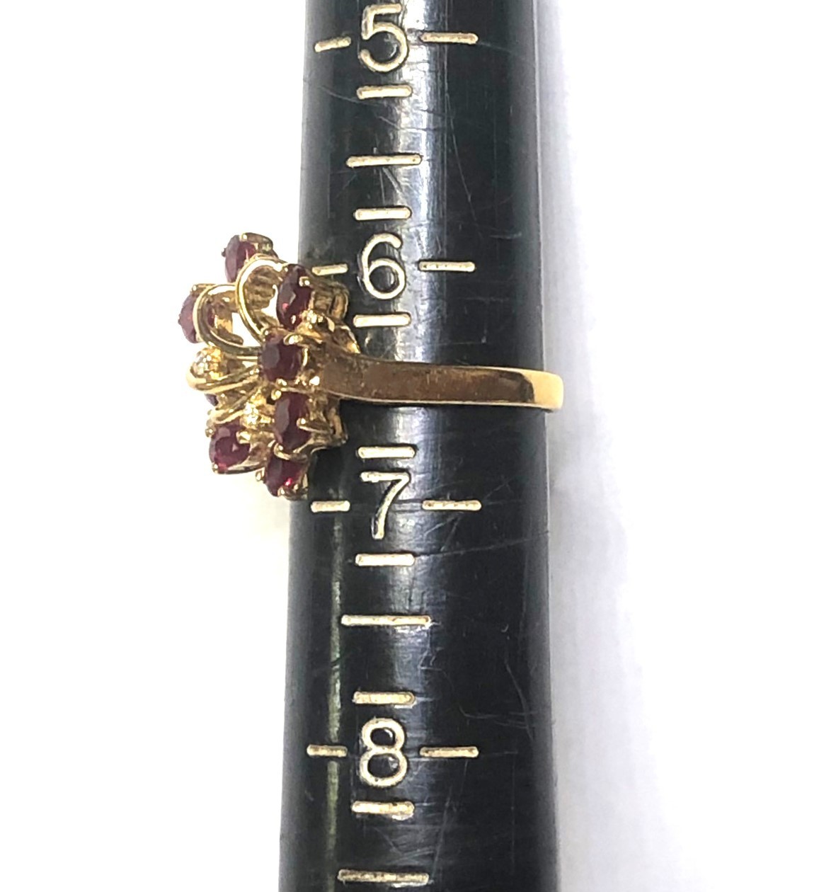 Stunning Solid 18k Gold Ruby Cluster and Diamond … - image 13