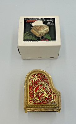 DECORATED ORNATE ANTIMONY MUSICAL PIANO JEWELRY BOX PLAYS YOU LIGHT UP MY LIFE