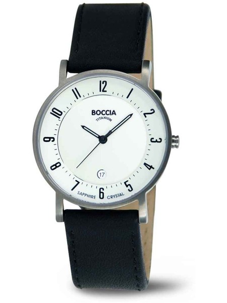 Boccia Titanium 3296-01 Damenuhr Lederarmband Schwarz-image