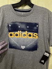 NEW ADIDAS YOUTH LG 14/16 BASEBALL HOME PLATE Unisex T Shirt; Gray; New w/Tag
