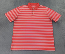 Nike Golf Polo Shirt Tour Performance Striped Red Short Sleeve Men XL