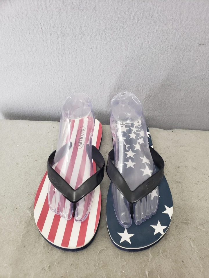 Sandalias chanclas antiguas azul marino para hombre 7-8 bandera americana rayas patrióticas 4 de julio Foto 2 de 4