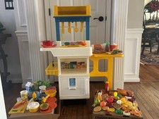 vintage Fisher Price play kitchen plus food and accessories