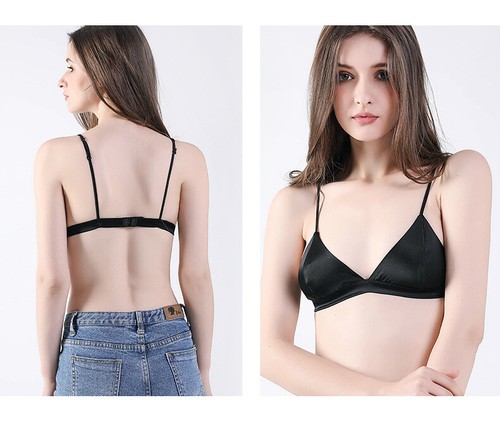 New Women's mulberry Silk Bralette Bra Underwired No Padded Soft Cup adjustable - Picture 7 of 16