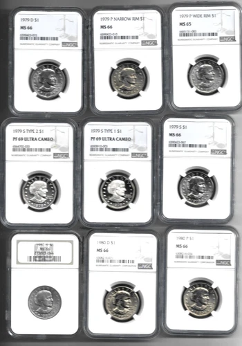 COMPLETE SET OF SBA DOLLARS IN NGC HOLDERS-ALL VARIETIES