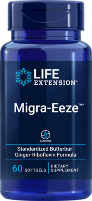 Life Extension Migra Eeza Butterbur Ginger Riboflavin for Head Support 60Softgel