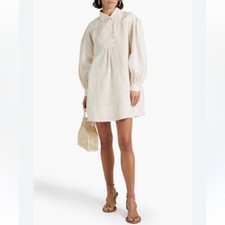 Ulla Johnson Dania Striped Linen Mock Neck Short Mini Tunic Dress Size 2 XS