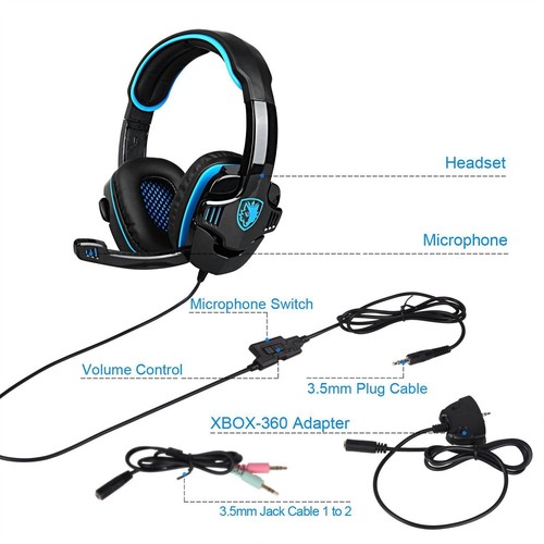 SADES SA708GT Gaming Headset Noise Cancelling Mic for PS4 PS5 Xbox Series X/S PC - Picture 6 of 12