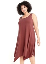 NWT! Ryllace $190 Swing Fit Flare Lined Tank Asymmetric Tunic Dress Plus 2X