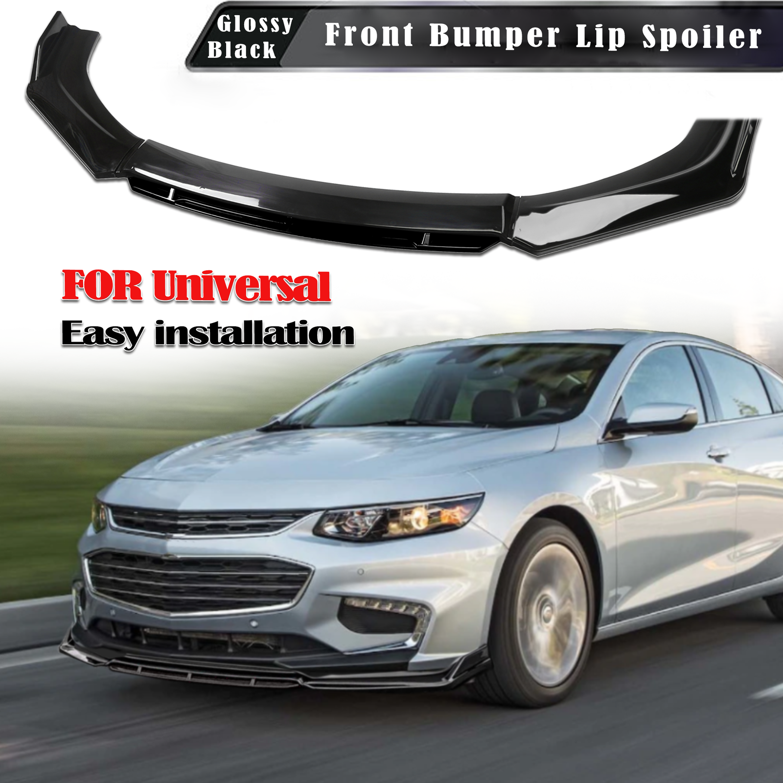 For Chevrolet Malibu Universal Front Bumper Lip Spoiler Splitter Diffuser Black