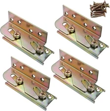 4 Pack Bed Rail Brackets - Heavy Duty Wooden Bed Frame Connectors with Screws