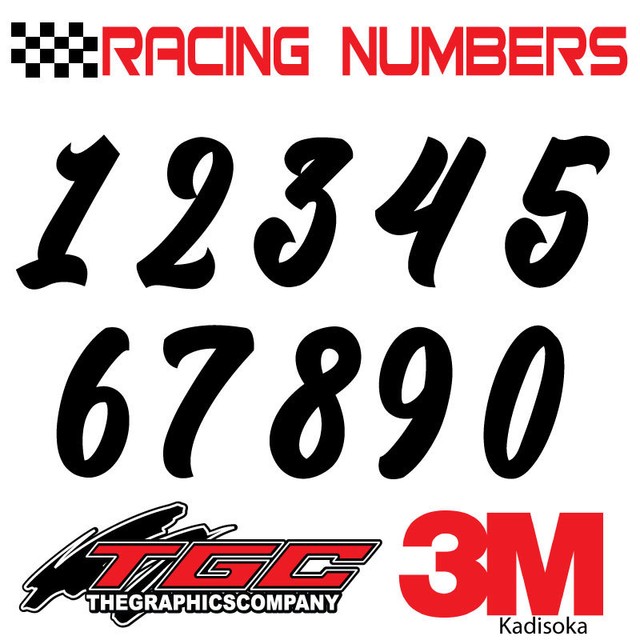 Racing Numbers Vinyl Decals Stickers boat car BMX bike off road sprint