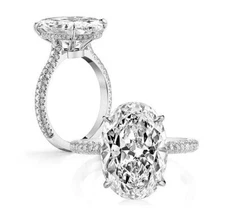 6.5Ct Oval 925 Sterling Silver Cz Wedding Band Engagement Ring Size 3-12 TYR155