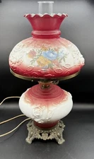 Vintage Accurate Casting Flower Gone With The Wind 3 Way Hurricane Lamp Pink