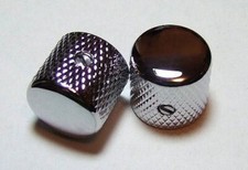 GUITAR KNOBS - Dome Top Knurled Barrel - Solid Metal - Set of 2 - CHROME