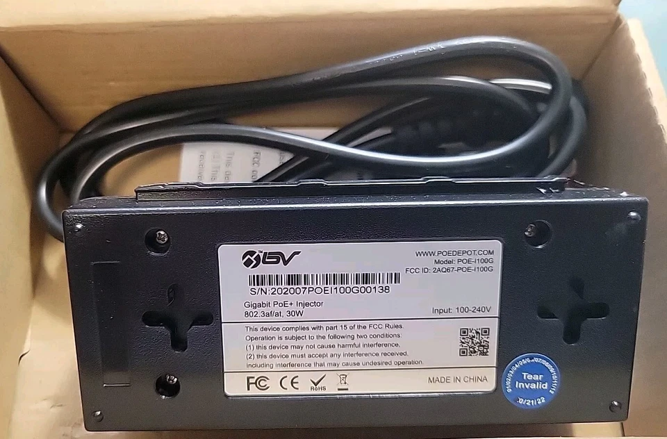 BV-Tech Gigabit Power Over Ethernet PoE+ Injector | 30W | 802.3 af/at | Plug ... - Image 2 of 4