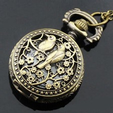 Quartz Pocket Watches with Sweater Chain Small Steampunk Bronze Boy Girl Gifts