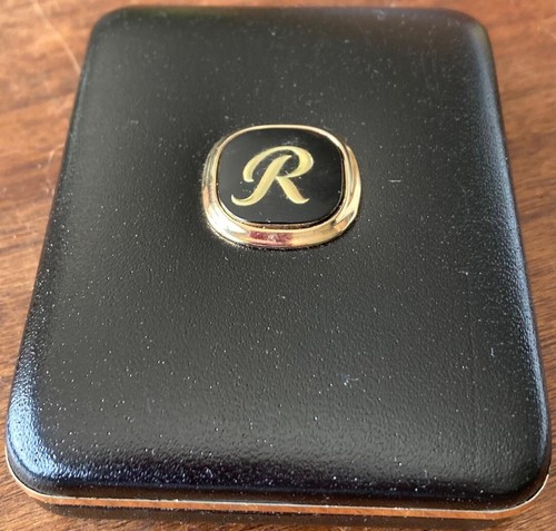 NEW~SWANK~LEATHER~BRASS~KEY CHAIN~14K GOLD LEAF INITIAL "R"~GENEVA KEYCASE~NICE - Picture 2 of 6