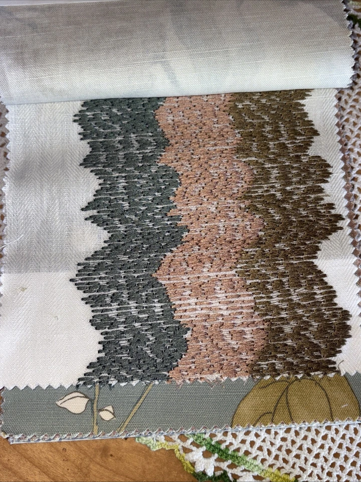 Robert Allen чай латуни домашнего декора ткани образец лот 30 цветочная вышивка - Изображение 2 из 4