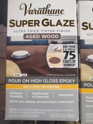 Varathane Epoxy Super Glaze Pour-On High Gloss Quart NEW! Sealed