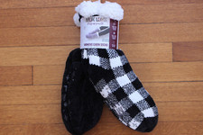 Muk Luks Lined Cabin Slipper Socks Nonslip 2 Pack Black White-Size M/L 8-10/NEW