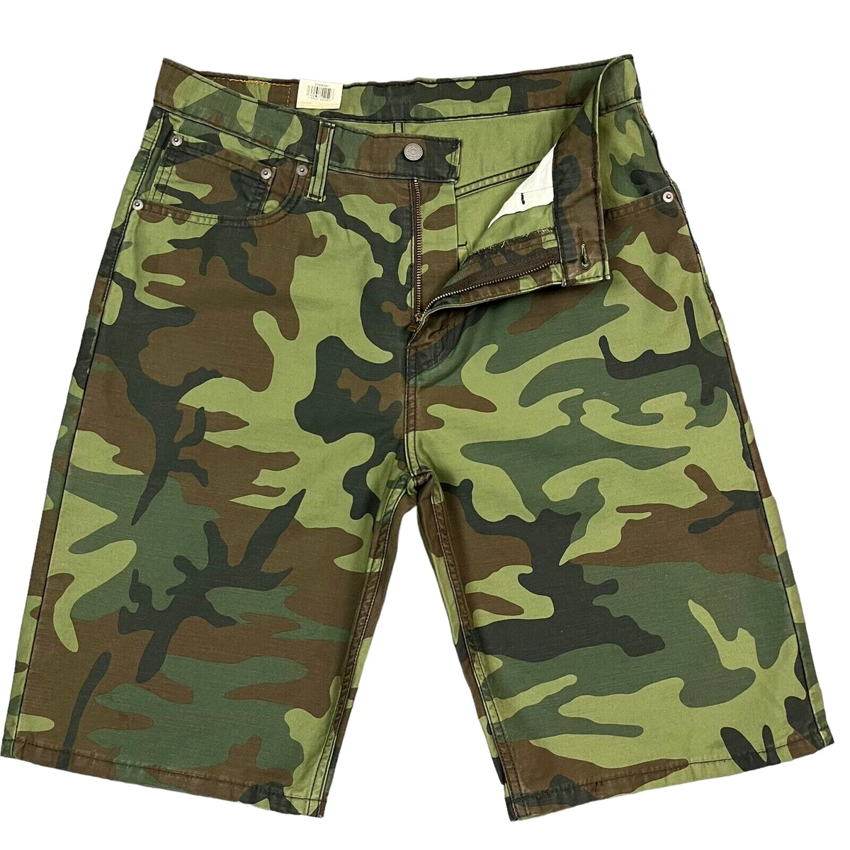 Levis Mens 569 Loose Straight Cotton Shorts Size 32 34 Black Green