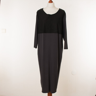 Studio RUIG Damen Grau 3/4 Ärmel Viskose & Leder Kleid Größe 38