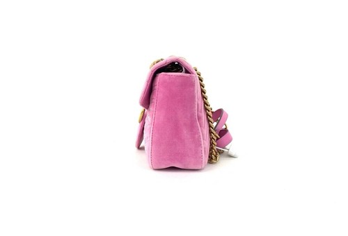 GUCCI MATELASSE VELVET MARMONT SHOULDER BAG PINK WITH RHINESTONES RARE! - Picture 3 of 4