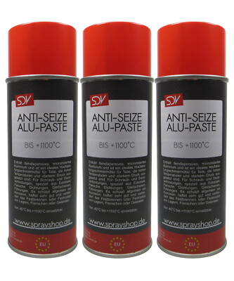 ANTI SEIZE ALUPASTE 3x 400ml Alupastenspray Montagepaste Bremspaste 1100°C
