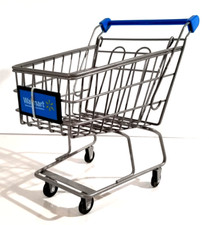 Small Wal-Mart Metal Doll Size Toy Shopping Cart 10 1/8"