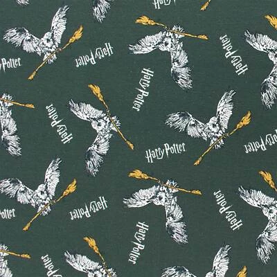 HEMMERS ITEX Jersey Stoff Harry Potter, Schneeeule Hedwig, anthrazit (Meterware ab 0,50m)