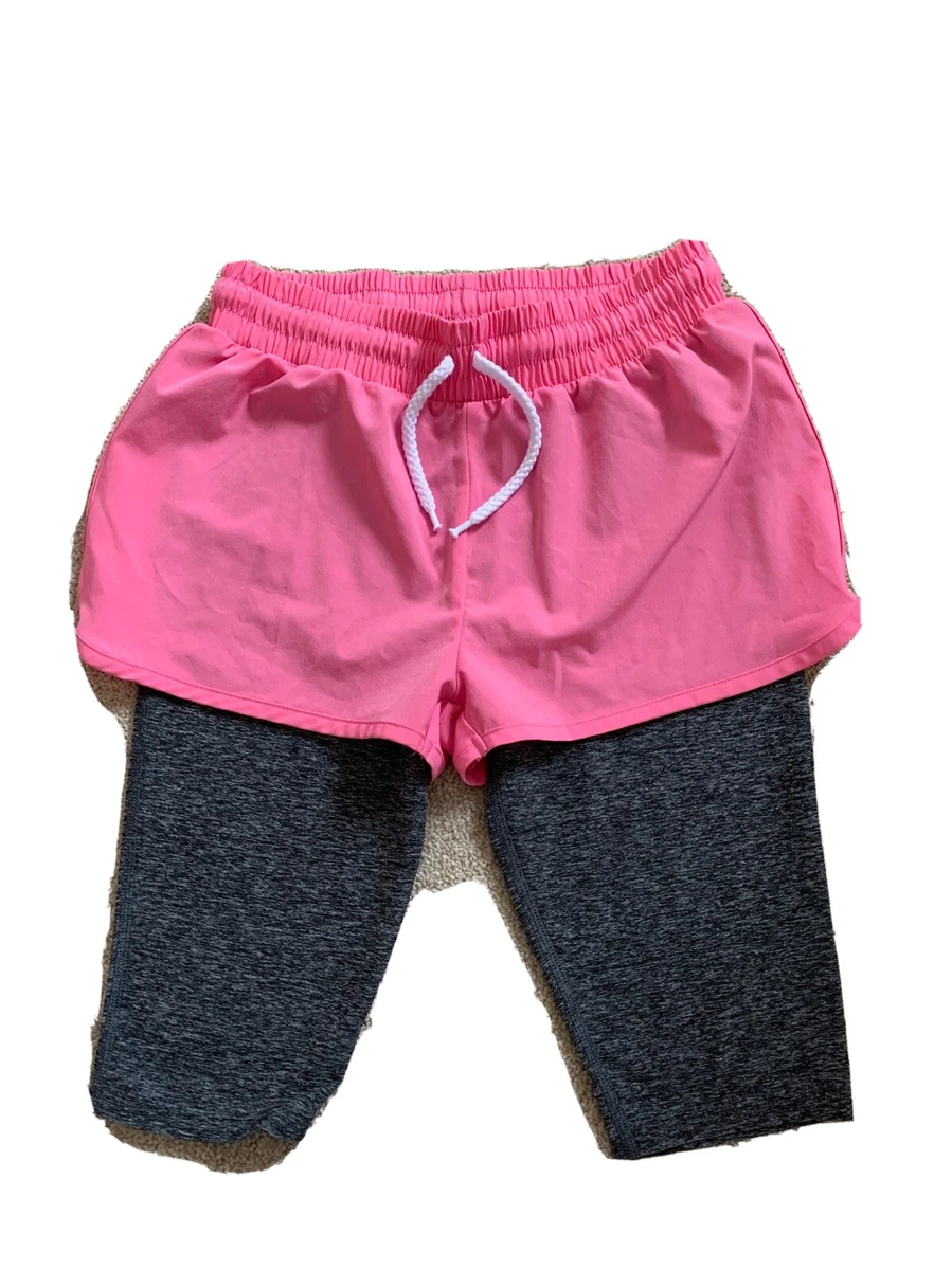 Girls Next 2 In 1 Gym Shorts Age 10 Pink Shorts With Grey Underlayer VGUC