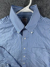 Brooks Brothers Long Sleeve Button Up Shirt Blue Striped 15 32/33 Regular Fit