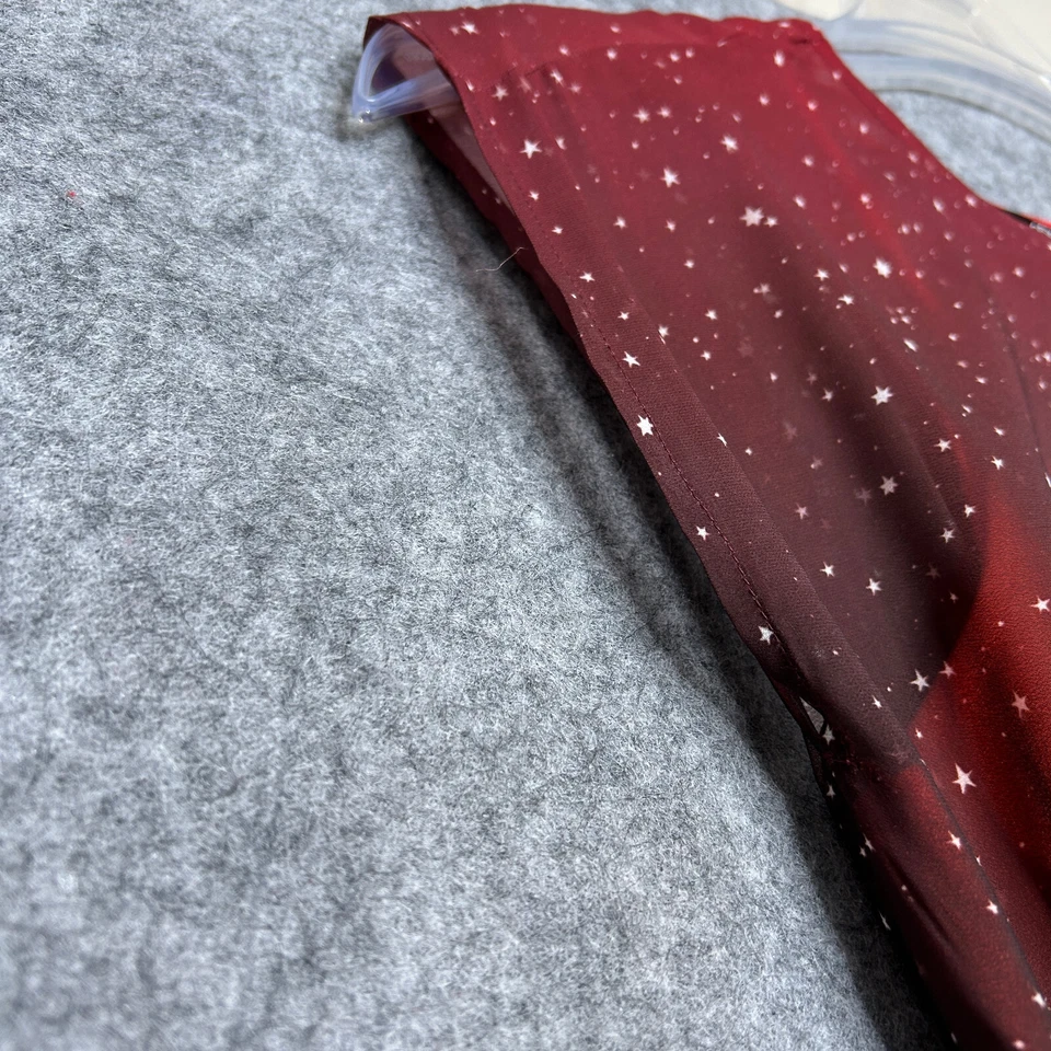 Vestido eShakti Mujer Pequeño Rojo Estrellas Ombre Gasa Columpio Baile Fiesta Divertido Festivo Foto 4 de 4