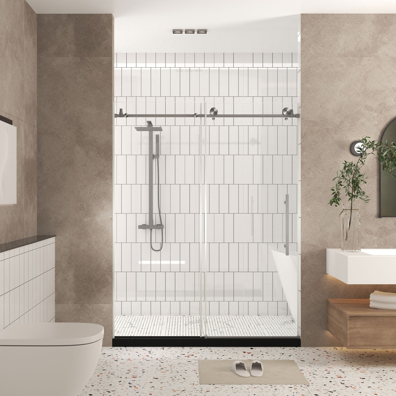 48-60" W X 72" H Frameless Shower Door 1/4" (6mm) Empered Glass