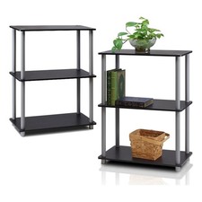 Furinno TURN-N-TUBE 3-Tier Shelf Display Rack in Black Set of 2
