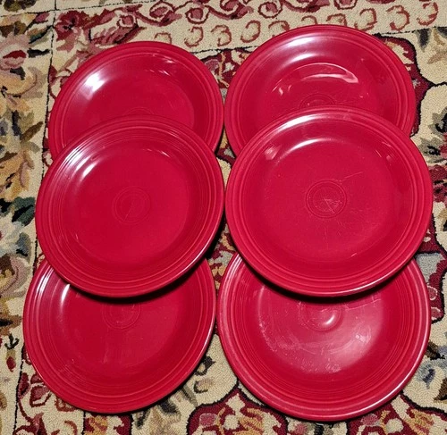 6 Fiestaware Dinner Plate 10” Fiesta Scarlet Red HLC Preowned