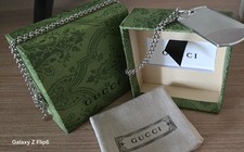 Genuine Gucci Silver Dog Tag & Silver  Chain.