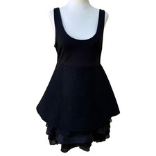 Alice + Olivia Minimalist Sleeveless Tiered Silk Blend Mini Little Black Dress 2
