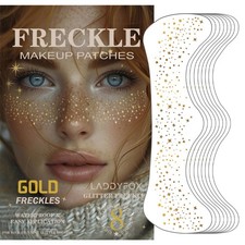 Gold Face Makeup Patches - 8 Waterproof Glitter Freckles Temporary Tattoos