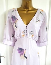 MONSOON Lilac Embroidered Dress Size UK 10 BELLEROSE Hanky Hem Special Occasion