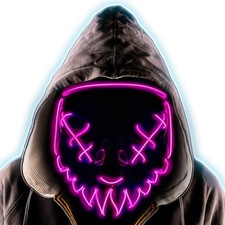 Led Light Up Halloween Mask For Kids Adult LED Purge Pink
