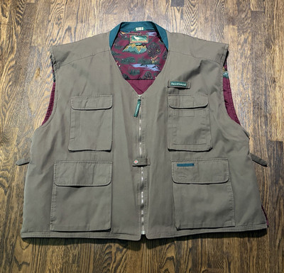 Field & Stream Men's Hunting Vest 6XL Big & Tall Full Zip Pockets Brown Cotton